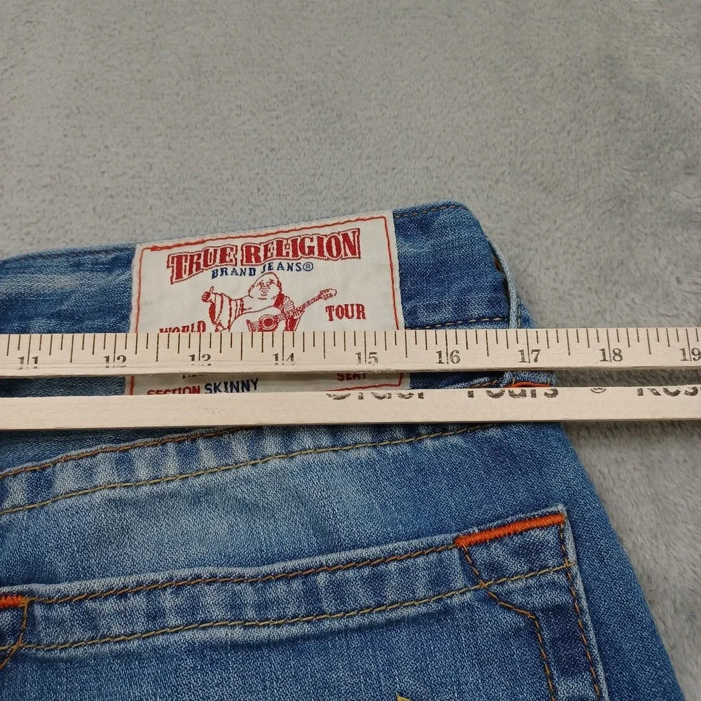 True Religion Jeans Mens 33 Blue Denim Skinny Old Multi Wheat Preppy